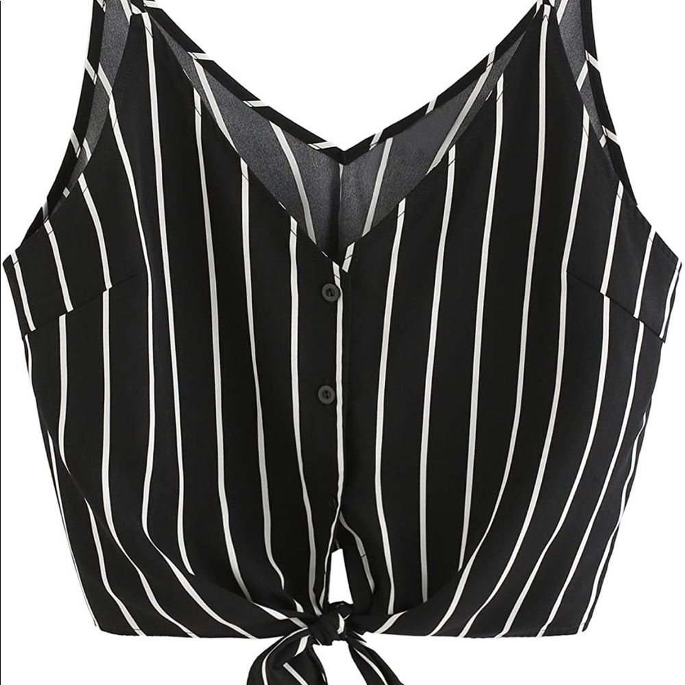 Button up cami top with tie front - medium